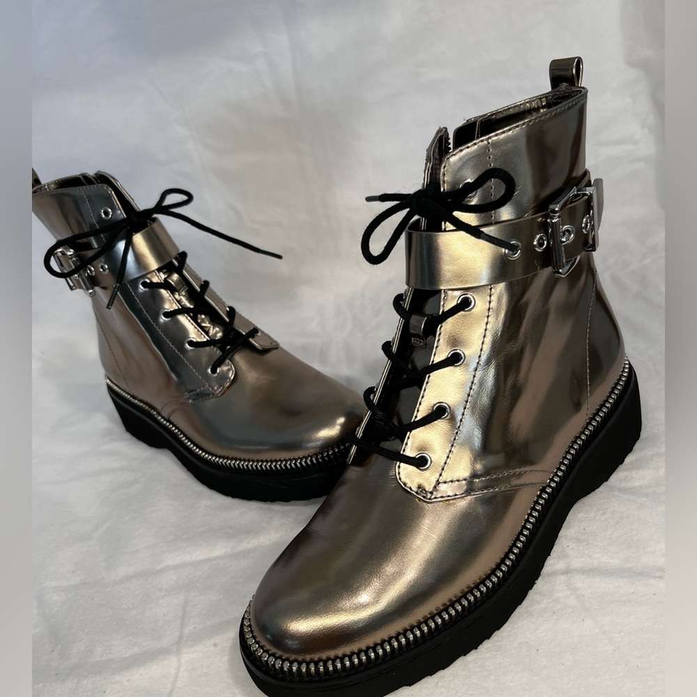 Michael Kors Rare Gold Leather Combat Boots